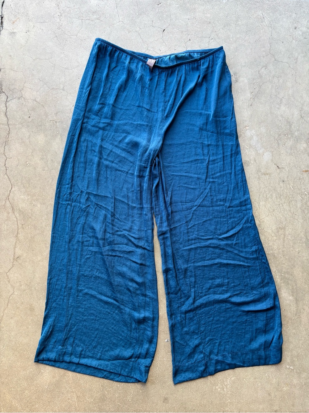 Auden Luxury Collection Teal Blue Satin Wide Leg Pajama Pants XL